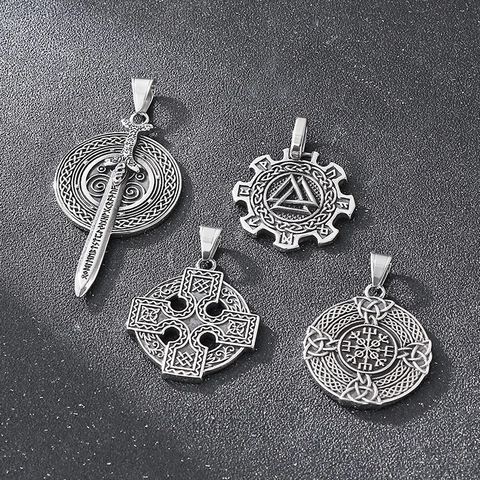 Collana Con Ciondolo Spada E Scudo Vichingo In Acciaio Inossidabile Mitologia Norrena Valknut Vegvisir Nodo Celtico Da Uomo