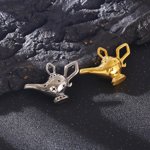 Collar Con Colgante De Lámpara Mágica De Aladino Acero Inoxidable Estrella Relieve Cuento De Hadas Hip Hop Joyería Para Hombre Mujer