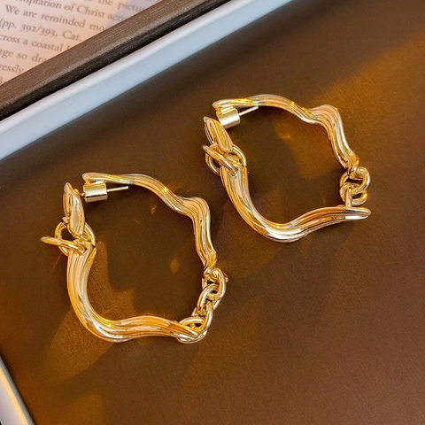 Vintage Unregelmäßige Verdrehte Geometrische Ohrringe Legierung Gold Mit 925 Sterling Silber Ohrstecker Für Damen