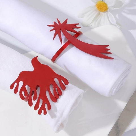 Red Heart Star Bird Napkin Rings Alloy Metal Modern Table Decor For Wedding Hotel Dinner Party Festive Decoration
