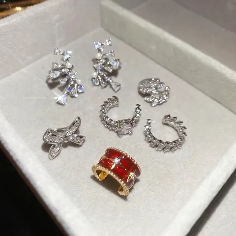Bogen Blatt Stern Ohrmanschetten Kupfer Zirkon Nicht Gepierct Clip Auf Ohrringe Mode Frauen Schmuck Accessoires
