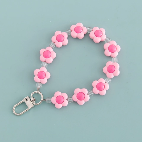 Acryl Madeliefje Bloem Sleutelhanger Schattig Bloemen Kralen Tas Bedel Polsband Telefoon Riem Auto Sleutelring Accessoires Cadeau