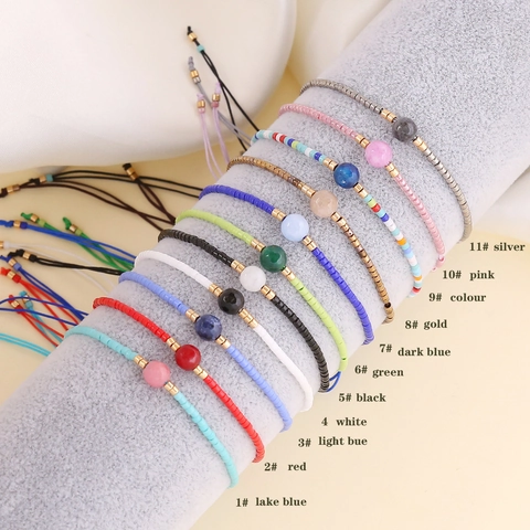 Bracelet À Perles Bohème Avec Perles De Cristal Et Corde Tissée Ajustable Bijoux Ethniques Faits Main Pour Femmes