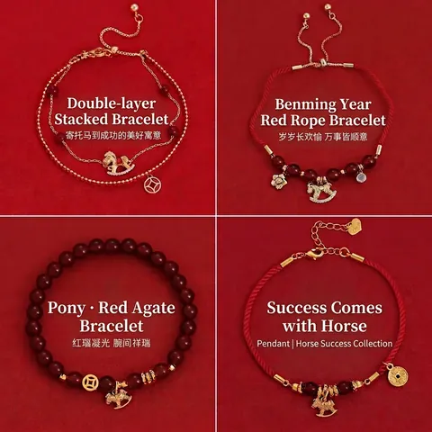 Bracciale Di Agata Rossa Vintage Con Ciondolo Cavallo Dello Zodiaco In Lega Dorata Portafortuna Per Donne