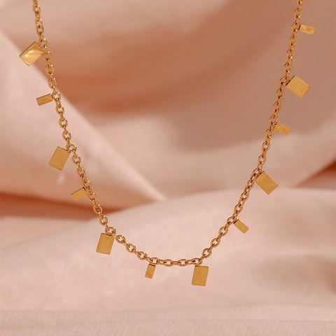 Minimalistische Vergoldete Edelstahl-Halskette Mit Rechteckigem Anhänger Für Damen Mode Geometrische Kette Schmuck Geschenk