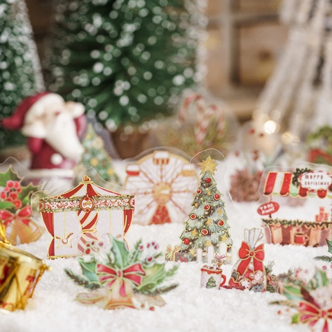 Christmas Carol Bronzed PET Sticker Pack Retro Gold Foil Transparent DIY Scrapbooking Journaling Decoration Material