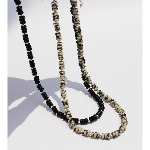 Vintage Schwarzer Onyx Und Dalmatiner Jaspis Perlenkette Mit Messing Herzanhänger Gold Vergoldet Choker Für Damen