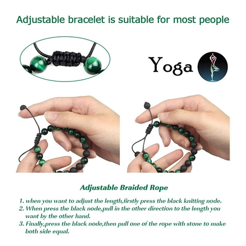 Natural Stone Lava Rock Tiger's Eye Bracelet Essential Oil Diffuser Adjustable Woven Cord Bracelet For Men Women Yoga Meditation Jewelry