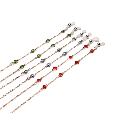 Fashion Glasses Chain With Crystal Glass Beads Metal Alloy Anti-Slip Eyewear Lanyard Mask Strap For Women Handmade