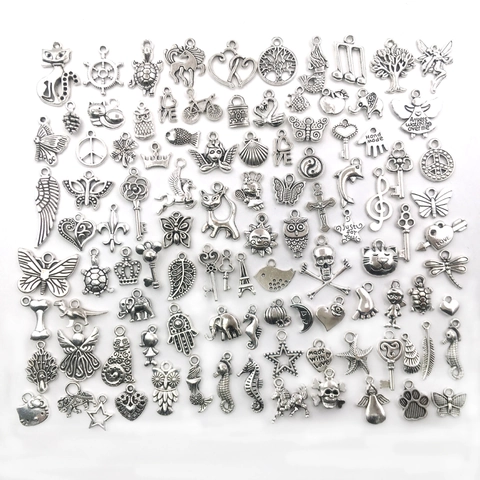 Mixed Zinc Alloy Charms Pendants Antique Silver Bronze Gold Enamel For DIY Jewelry Making Bracelet Necklace Crafts Retro