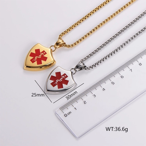 Medizinische Notfallkette Edelstahl Schild Anhänger Star Of Life Schmuck Für Herren