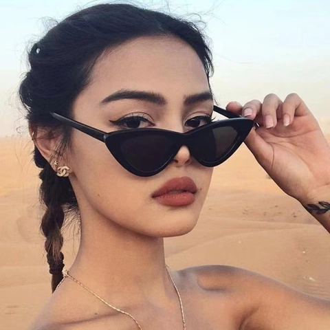 Occhiali Da Sole Cat Eye Vintage Montatura In Plastica Triangolare Protezione UV Occhiali Moda Retrò