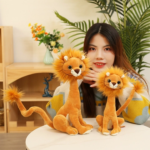 Soft Plush Animal Toy Long Neck Poseable Tiger Lion Dog Cat Home Decoration Cute Doll