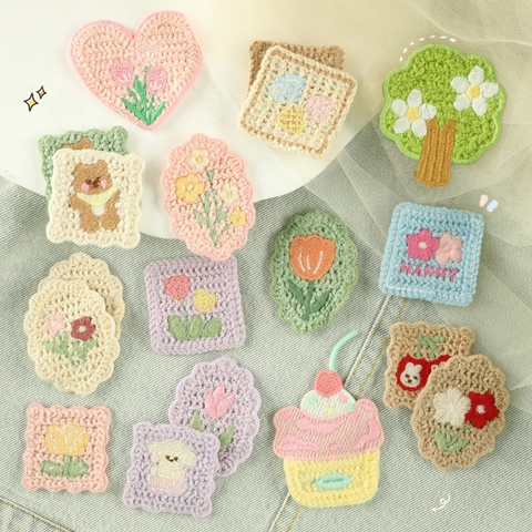 Toppe Ricamate Fiori Cartone Animato Orso Cuore Applicazioni DIY Vestiti Borsa Decorazione Da Stirare Cucire Tessuto