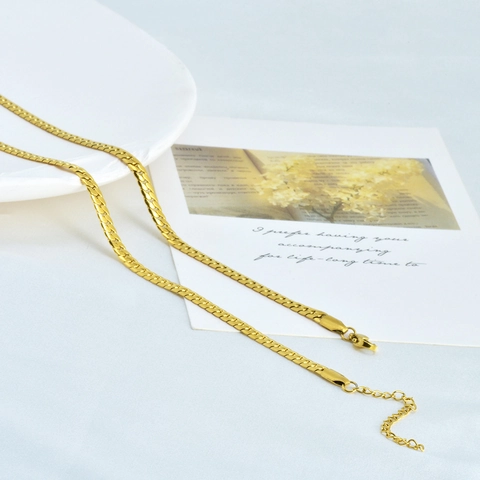 18K Gold Plated 316L Stainless Steel Chain Necklace Minimalist Non-Tarnish Snake Figaro Rope O-Chain DIY For Women Men