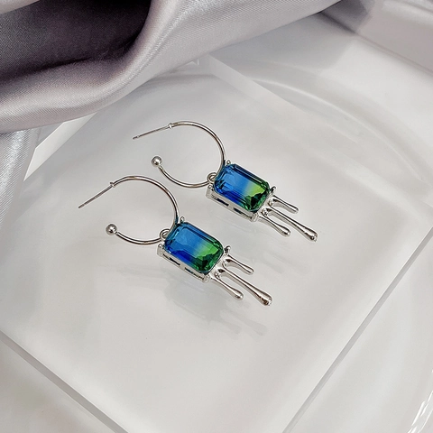 Irregular Faux Opal Moonstone Earrings Alloy Liquid Metal Star Moon Heart Elegant Jewelry With Silver Earring Post