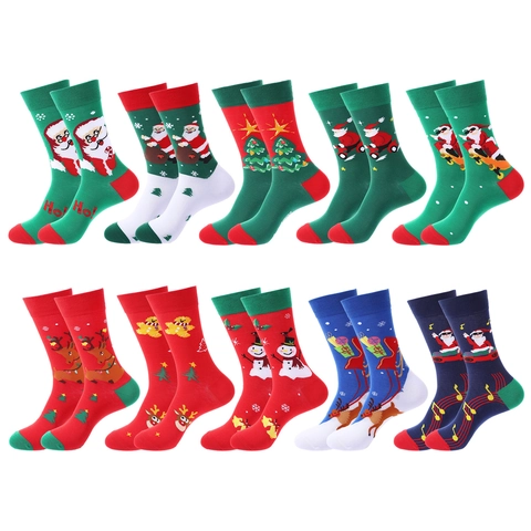 Weihnachts Socken Baumwollmischung Atmungsaktiv Mittelhoch Feiertagsgeschenk Neuheit Cartoon Weihnachtsmann Rentier Unisex