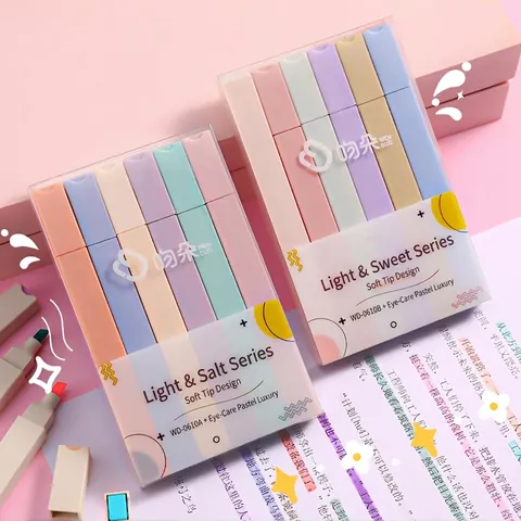 Highlighters Markers Plastic Pastel Morandi Colors Soft Chisel Tip Eye Protection For School Office Note Taking Quick Dry