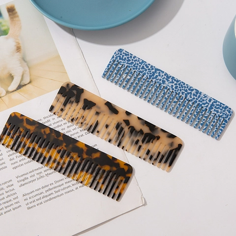 Grobzinkiger Haarkamm Celluloseacetat Antistatisch Marmormuster Schildpatt Professionelles Styling-Tool Für Frauen