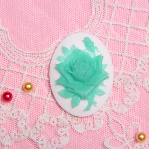 Cammeo In Rilievo Con Fiore Di Rosa Resina Ovale Flatback Cabochon Per Creazione Di Gioielli Fai Da Te Spilla Vintage