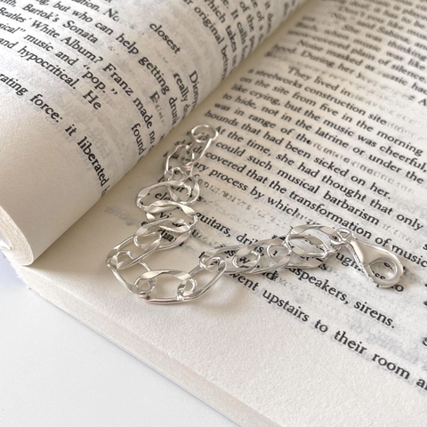 925 Sterling Silver Bracelet Heavy Chunky Oval Link Chain Minimalist Geometric Ins Style Jewelry For Women