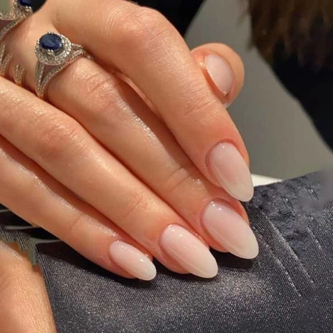 Uñas Postizas Press On Forma Almendra Hechas A Mano Degradado Ombre Uñas Artificiales Con Charms 3D Brillantes French Tip Mujeres