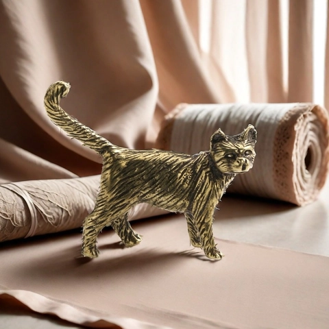 Statuina Di Gatto In Ottone Vintage Statua Di Animale In Metallo In Miniatura Per Decorazione Scrivania Casa Ufficio Scultura