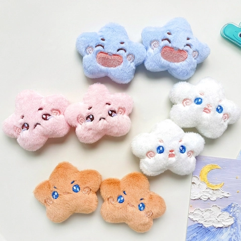Accessoire Étoile En Peluche Avec Expression De Dessin Animé Brodée Pour Bijoux DIY Décor De Sac Et Broche En Alliage