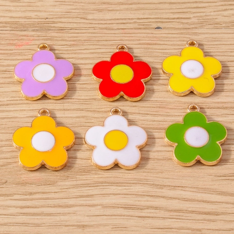 Ciondoli Fiori Lega Smalto Goccia Olio Margherita Sakura Forma DIY Gioielli Creazione Pendenti Per COLLANA Bracciale