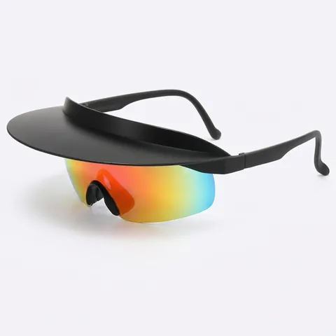 Futuristic Visor Sports Sunglasses Integrated Hat Brim UV400 Cycling Eyewear For Outdoor Activities PC Frame Unisex