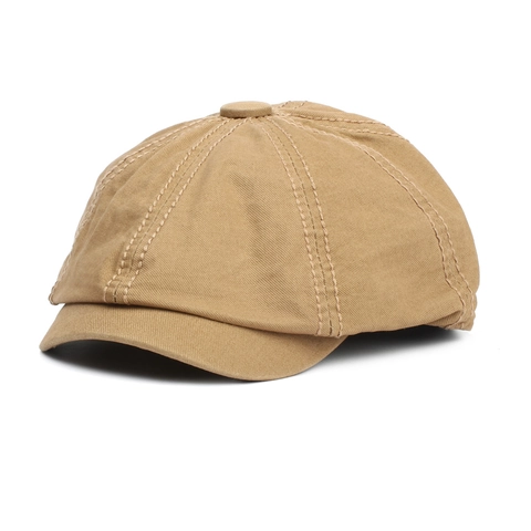 Casquette Gavroche Vintage Coton Chapeau Octogonal Rétro Élastique Arrière Style Britannique Uni Hommes Femmes