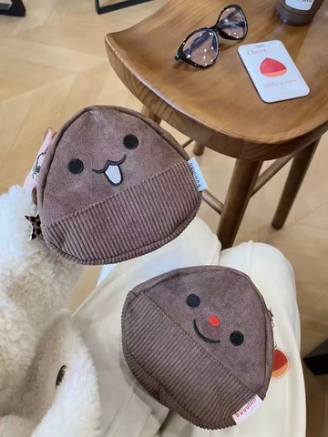 Kastanienform Plüsch Münzbörse Cartoon Eichel Kleiner Aufbewahrungsbeutel Cord Wildleder Reißverschluss Tasche Kawaii Handtasche