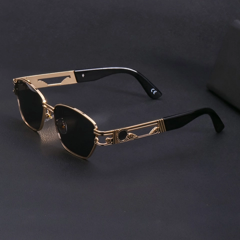 Steampunk Sunglasses Retro Square Metal Alloy Frame Carved Hollow Temples UV400 Protection For Men Women Vintage