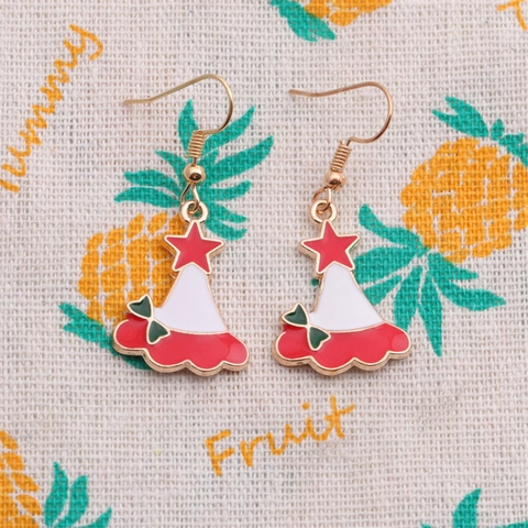 Collar Y Pendientes De Navidad Aleación Esmalte Estrella Flor Trompeta Joyería Festiva Para Mujeres Niñas