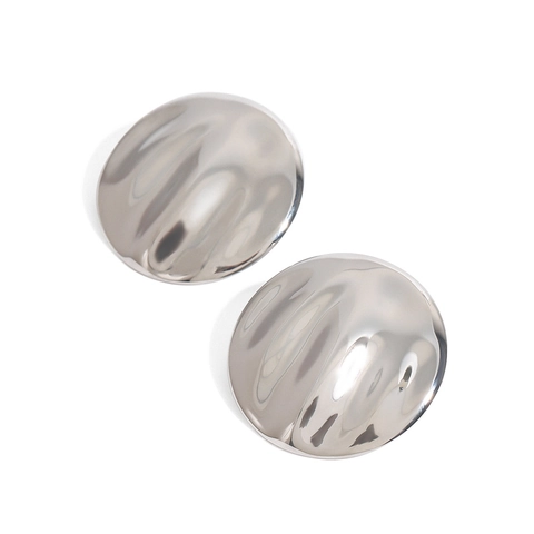 Stainless Steel Round Wave Stud Earrings Waterproof Hypoallergenic Polished Geometric Minimalist Jewelry For Women