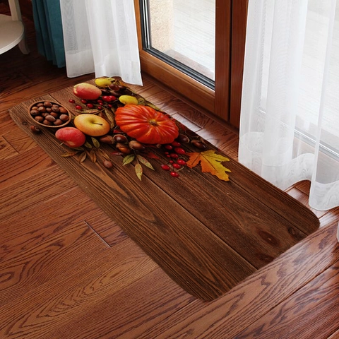 Tappeto Cucina Assorbente In Flanella Tappeto Da Corridoio Antiscivolo Lavabile Zerbino Decorazione Casa Frutta Zucca