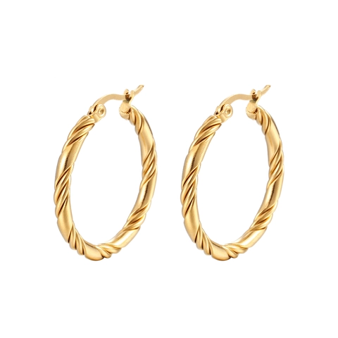 Pendientes De Aro Con Textura Retorcida De Acero Inoxidable Redondos Geométricos Minimalistas Joyería Para Mujer