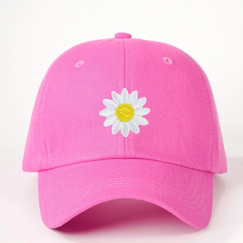 Daisy Embroidered Baseball Cap Adjustable Outdoor Sun Protection Curved Brim Casual Polyester Hat For Women