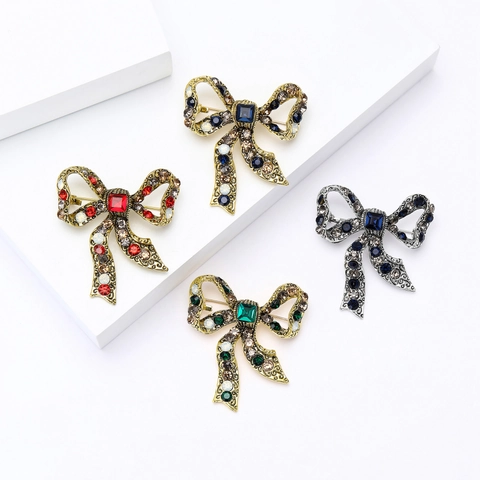 Spilla Fiocco Vintage in Lega con Strass per Donna Elegante Spilla a Fiocco Accessori per Abbigliamento di Alta Qualità Gioielli