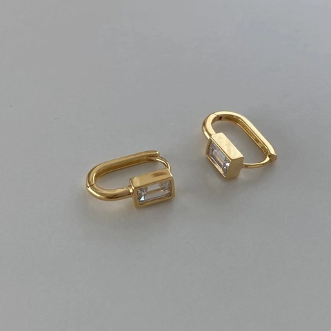 925 Sterling Silver Rectangular Zirconia Drop Earrings Minimalist Geometric Ear Jewelry For Women