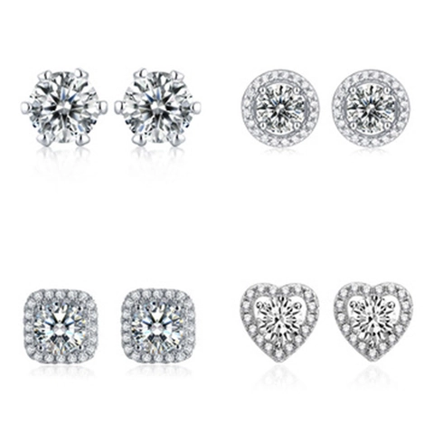 Boucles Oreilles Classiques Avec Tige Argent 925 Cuivre Zirconium Forme Cœur Flocon Neige Corne Cerf Bijoux Cadeau Femmes