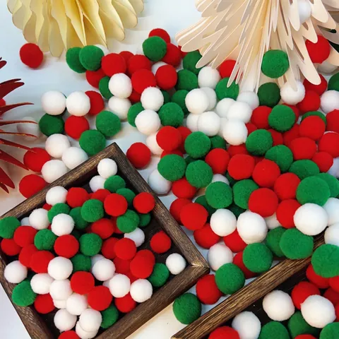 Pompon Natalizi Rosso Verde Bianco DIY Artigianato Peluche Morbide Palle Decorazione Per Feste Novità