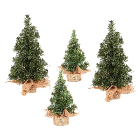 Künstlicher Mini Weihnachtsbaum Mit Jutesockel Tischdekoration PVC Nadel Falsche Kiefer Rustikale Feiertagsdeko