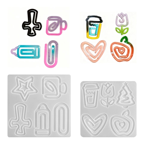 Stampo In Silicone Per Colata Di Resina Forme Segnalibro Graffetta Irregolari Stella Cuore Tazza Caffè Strumento DIY