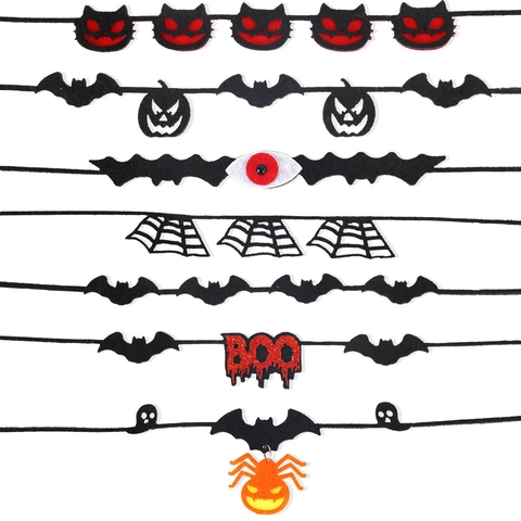 Halloween Filz Halskette Fledermaus Spinnennetz Kürbis Geist Totenkopf Muster Für Erwachsene Kinder Party Kostüm Deko Zubehör