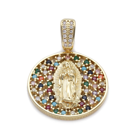 Ciondoli in Rame Placcato Oro con Strass Malocchio Vergine Maria Sole Luna Charms per Creazione Gioielli DIY Collane Accessori