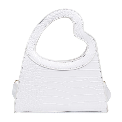 Sac À Main En Cuir PU Gaufré Crocodile Avec Poignée En Cœur Sac À Bandoulière Mode Pour Femmes