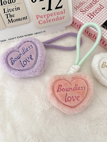 Portachiavi In Peluche Cuore Con Ricamo Boundless Love Corda Intrecciata Zaino Borsa Decorazione Estetica Bambini Studenti
