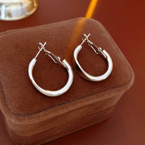 Set Orecchini A Cerchio Geometrici Lega Zircone Con Perno In Argento Forma U C Cuore Intrecciato Minimalista Donna
