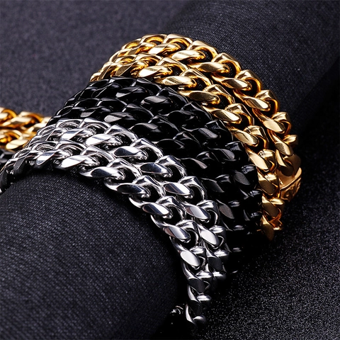 Collana A Catena A Maglia Cubana Da Uomo In Acciaio Inossidabile Lucidato Gioielli Di Moda Stile Hip Hop Punk